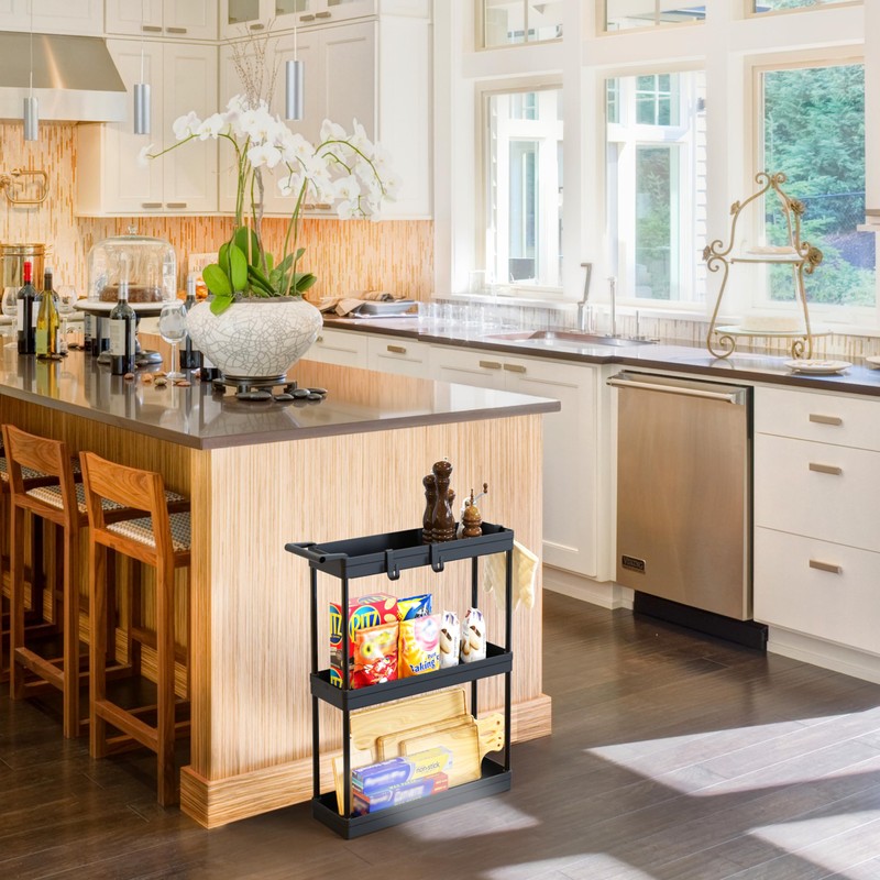 Simple Houseware 3-Tier Slim/Narrow Storage Cart with Handle, 5.5'' Wide