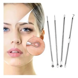 Extractor de Puntos Negros Punta Belleza, Set de 8 Herramientas en Acero Inoxidable para Limpieza Facial