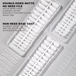 Skexiod Soft Gel Full Cover Nail Tips,240 Pcs Upgraded Soft Gel Nail Tips No Filed,Matte Medium Coffin False Press on Nail Tips for Soak Off Nail Extensions (Full Matte Medium Coffin)