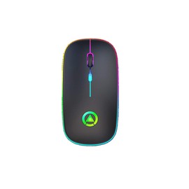 A2 Mouse Luz Led Inalambrico Recargable Color Negro 2.4G Portatil USB Optico con Receptor USB y Adaptador Micro USB