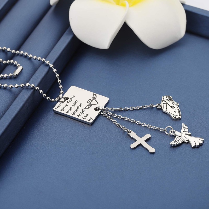 MYOSPARK Guardian Angel Car Charms for Rear View Mirror Never