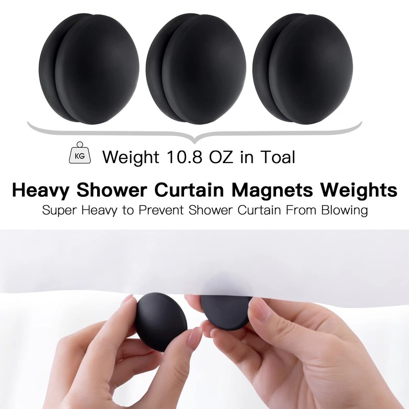 Shower Curtain Weights, Silicone Encased Strong Shower Curtain Magnets, No