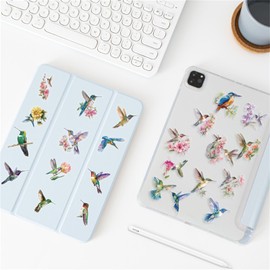 50PCS Hummingbird Stickers PET Transparent Stickers Nature Decals Waterproof Decorative Decals for Scrapbook DIY Crafts Album Bullet Journal Planner Water Bottles Phone Cases Laptops (Hummingbird)