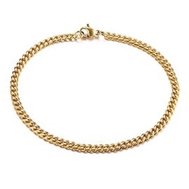 LUXSTAR Curb Chain Anklet, Thin, Hypoallergenic, Stainless Steel, Men's, Women's, Stainless Steel Metal