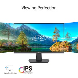 ASUS ASUS 24” (23.8-inch viewable) 1080P Eye Care Monitor (VA24EHF) - IPS, Full HD, Frameless, 100Hz, 1ms, Adaptive-Sync, for Working and Gaming, Low Blue Light, HDMI, VESA Mountable, Tilt, BLACK