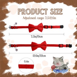 Sliverdew 2 Pcs Safety Cat Collar with Bell Breakaway Bow Tie Cat Collar Adjustable Velvet Kitten Collars Small Puppy Bowtie Collar for Wedding Birthday Party