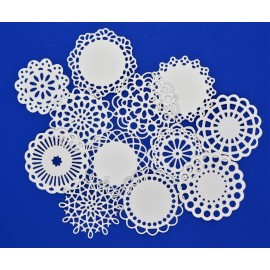 Small Tiny Doilies 12 pc white Paper Die Cut Scrapbook Embellishment Cardmaking