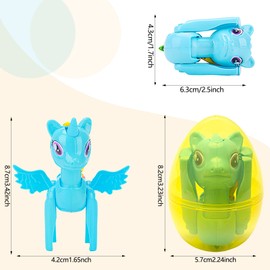 KATELUO Easter Eggs Toys, Plastic Eggs Easter, 4 Pieces Filled Jumbo Easter Eggs with Deformation Pony Toy, Easter Eggs for Filling, Plastic Eggs for Filling, Easter Eggs Decoration, for Gift Easter