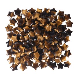 Amogeeli 10pcs Mini Polished Tiger's Eye Crystal Star Shaped Palm Pocket Stone Decoration for Home Desk Table Meditation Reiki