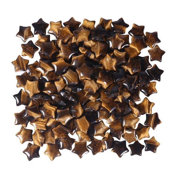 Amogeeli 10pcs Mini Polished Tiger's Eye Crystal Star Shaped Palm