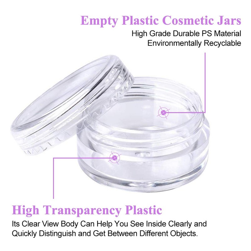 Pack of 50 Empty Cream Jars 5 ml Transparent Travel