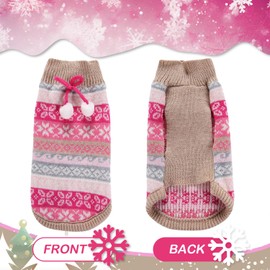 Dog Sweater Pink Pet Costume Cute Cat Outfits Christmas Clothes Coat for Small Kitten Puppy, XS