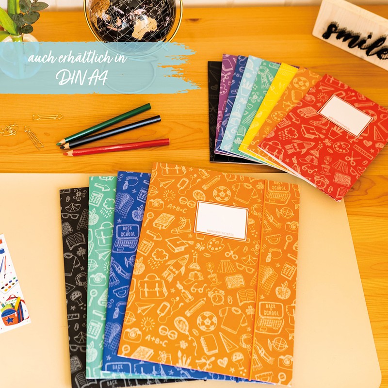 Papierdrachen 8 High-Quality Paper Notebook Covers for Children, DIN A5,