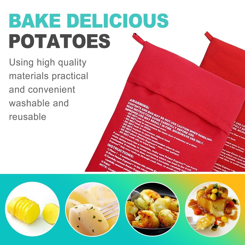 KornaDoz 2 Pack Reusable Microwave Potato Bag, Perfect Baked Potato