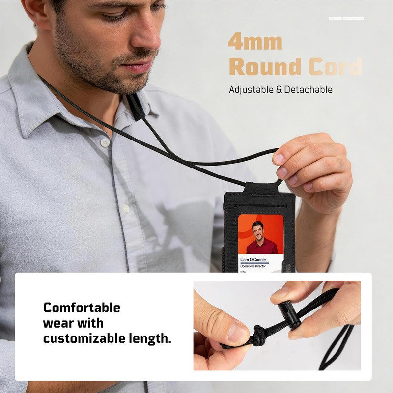 OneTigris RFID Blocking Slim ID Card Badge Holder with Adjustable