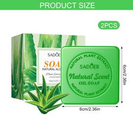 Aloe Vera Soap Bar, Natural Soap Bars with Essential Oils, 2 PCS Moisturising Hand Soap Bar, 100g Solid Soap Bar for Hair, Face, Body, Handmade Soap for Bathing, Washing, All Skin Suitable