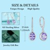 FJ Oval Hanging Earrings Women's 925 Sterling Silver Birthstone Earrings