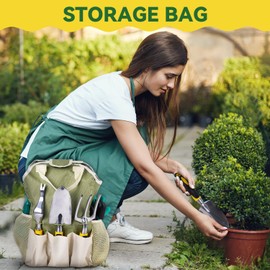 Lekeone Garden Tools Set 12-Piece Heavy Duty Gardening Hand Tools with Fashion and Durable Garden Tools Organizer Handbag,Rust-Proof Garden Tool Set, Ideal Gardening Gifts for Women