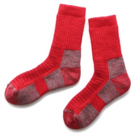 Naigui 90301018 Merino Wool Mountaineering Socks, Mountain Climbing, Trekking, Long Trails, Skiing, Snowboarding, Crew Length, Wool Blend, Antibacterial, Deodorizing, Pile Knitting, Men's, Women's, Socks, Present, Gift, 16. red
