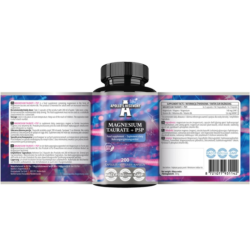 Magnesium Taurate + P-5-P 140 mg per portion - 200