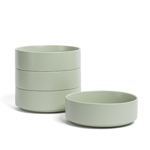 over&back Stackable Cereal Bowl Set - Stoneware Dishes - Comes