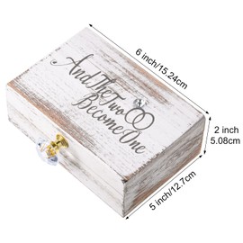 Wedding Ring Bearer Box and Then Two Become One Mr. and Mrs. Diamond Ring Box Holder Elegant Wedding Gift, 5W x 6D x 2H(White)