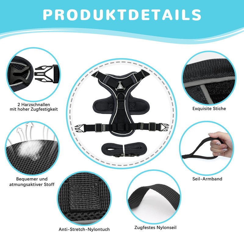 Grantop Adjustable Cat Harness, Escape-Proof Cat Harness with Lead Set,