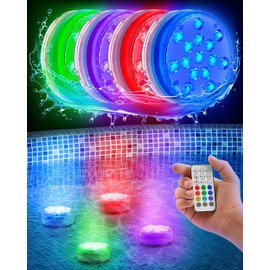 Yankee Submersible Pool Lights, Waterproof 15 Submersible LED Underwater Lights with Remote, 16 Colors, 3 Flash Modes, Timer, w/Suction Cups, Magnet, for Inground Pool (4 pcs)