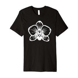 Exquisite Elegant White Bold Orchid Line Art Shapes Mania Premium T-Shirt