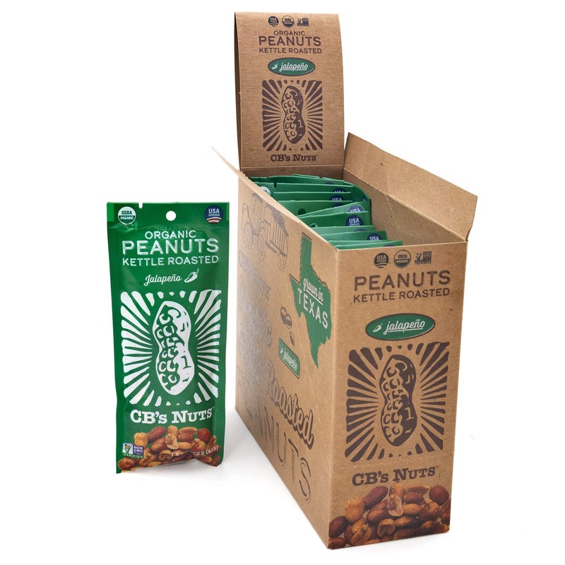 CB's Nuts Organic Kettle Roasted Peanuts (Jalapeno, 12 pack -