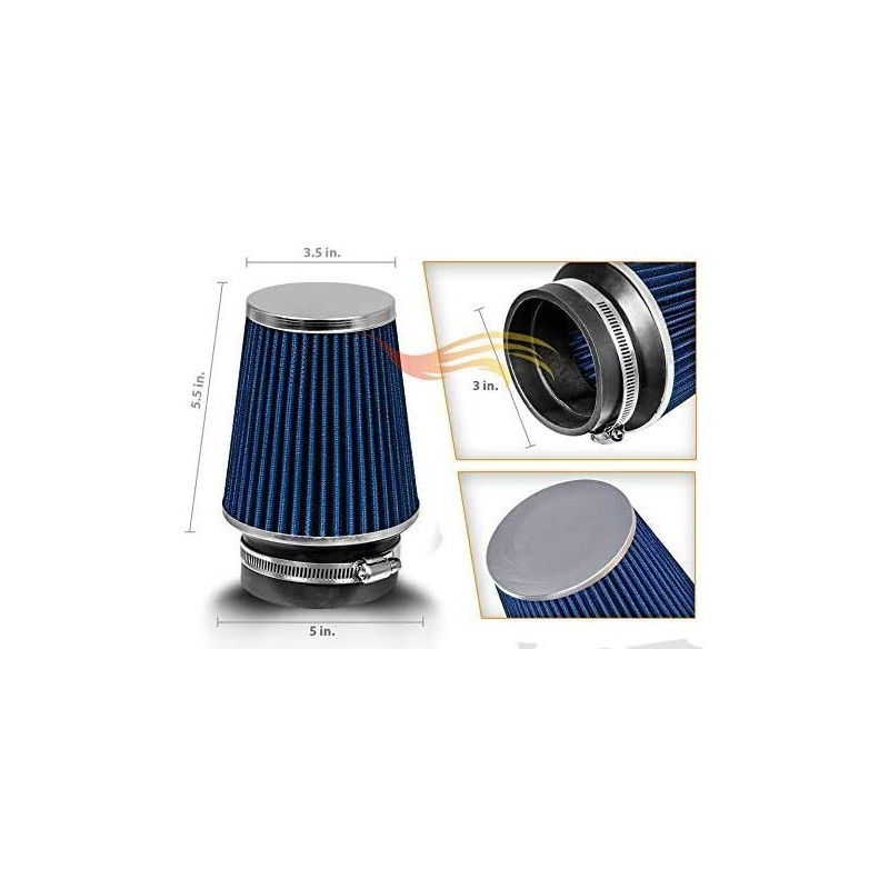 BLUE 3" 76 mm Inlet Narrow Cold Air Cone Replacement