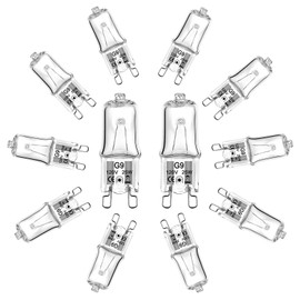 DUMILOO G9 Bulb, 12 Pack Crystal Clear Halogen Light Bulbs 2 Pin Base JC Type, 120V T4 Bi-Pin 25W Xenon Small Light Bulb Dimmable 2700K Warm White for Chandeliers, Cabinet Lights, Range Hood Lights