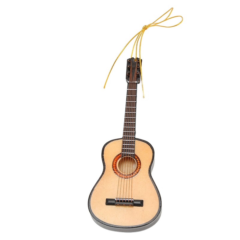 Guitar Model Lifelike Decorative Wooden Miniature Guitar Ornament for Christmas