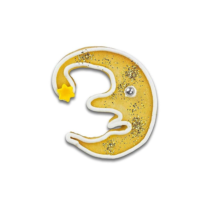 Staedter Moon Cookie Cutter, 5 cm with face, Tinplate, Silver