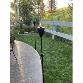 BIRDROCK HOME Outdoor Torches - Durable Construction, Modern Design, Weather Resistant, Citronella Oil Compatible, Ideal for Backyards, Patios, Pathways - Conical Bronze, 4 Pack