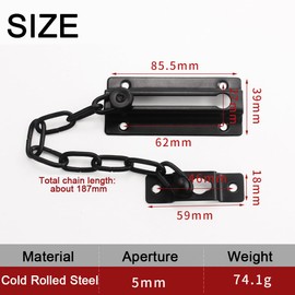 2PCS Stainless Steel Door Chain,Black Anti Theft Door Chain,Chain Lock for Door,Lock Internal Door Lock,Home Safe Door Locks with Screws or Hotel Home Apartment Bedroom