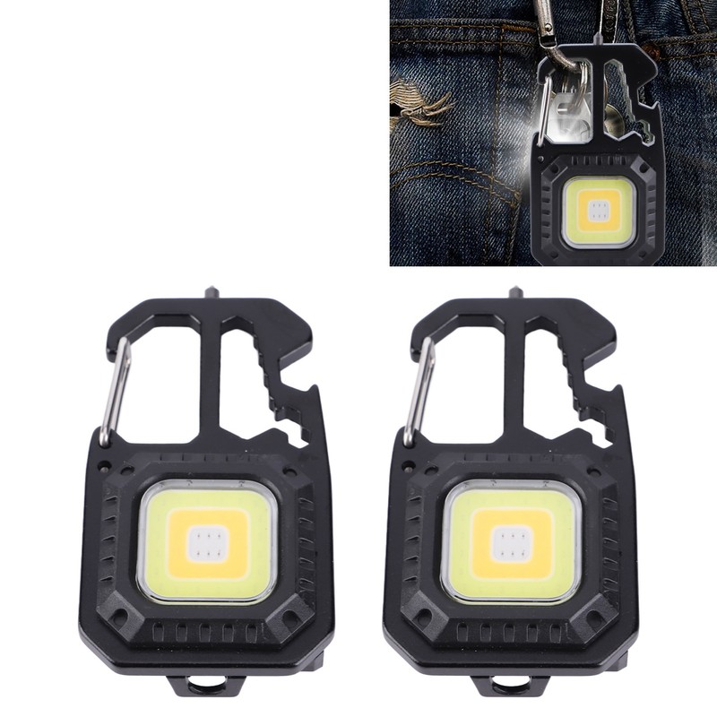 2 Pcs Keychain Work Light High Bright Mini COB Lamp