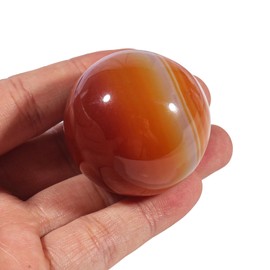 Lovionus89 Healing Crystal Ball Divination Sphere, 40mm Sculpture Home Decoration Fengshui Balls with Wood Stand, Carnelian