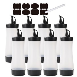 Qiuhome Condiment Squeeze Bottles Sauces Ketchup Bottles Squeeze Bottles Liquids, Oil - 12 oz (8 Pack, Black)