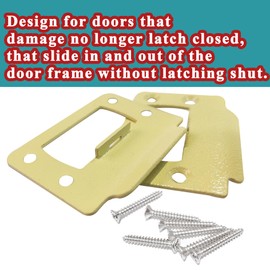 2-1/4" by 1-3/4" Door Latch Restorer Strike Plate for Doors, 2 PCS Door Lock Hardware with Foul 1" Long Screws, Satin Nickel (Antique Brass)