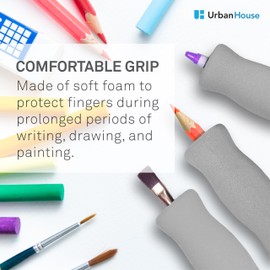 Soft Foam Pencil Grip for Kids and Adults, Open Slip Easy Insert Pen Paint Brush Holder for Right-Handed and Left-Handed Us (Grey), 6 Counts