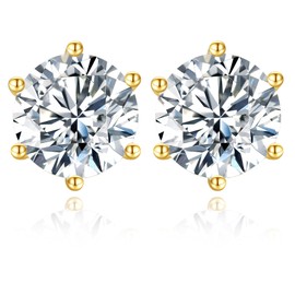 Lyonghzb Gold Cubic Zirconia Earrings Studs Cubic Earrings Cubic Studs CZ Earrings Studs Sterling Silver Fake Diamond Earrings CZ Studs 8, 4.0 carats