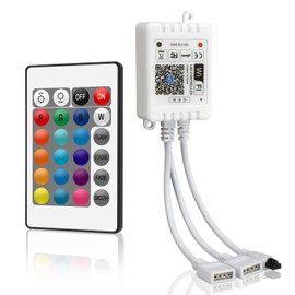 VIPMOON LED Controller 24 V, WiFi Controller IR 4 Pin RGB Remote Control with 24 Buttons LED Control 12 V with Alexa and Google Home for RGB Strip 2835 5050 Strips 20 Dynamic Modes (2 Port)