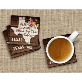 Texas State Gift Souvenir 4pc Coaster Set