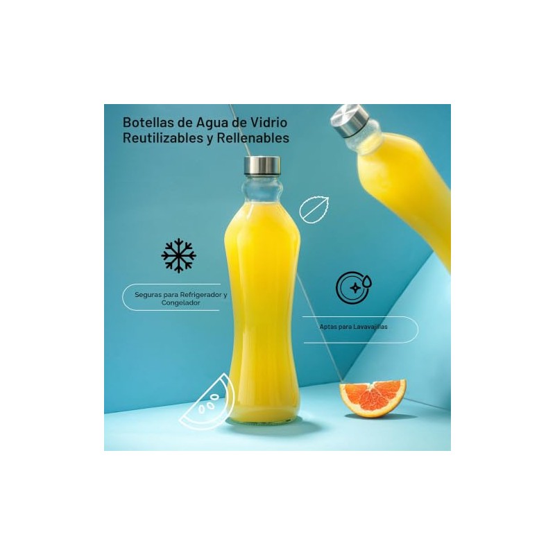 JoyJolt - Juego de 2 botellas de agua de vidrio,