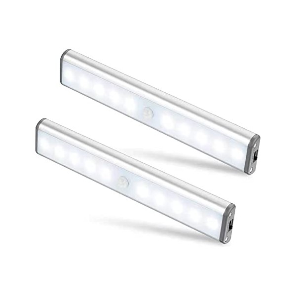 MOSTON Moston 2er Set 10 LED USB Wiederaufladbar Magnetisch Bewegungsmelder