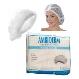 Ambiderm Cofia Plisada Blanca Ambiderm Desechable C/1000 Pzs