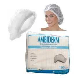 Ambiderm Cofia Plisada Blanca Ambiderm Desechable C/1000 Pzs