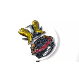 Boots Western Belt Buckles - 2 Pack - Country Music & Cowgirl Boots Buckle - Americana