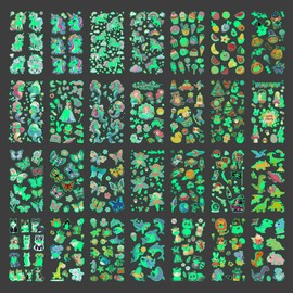 Keikihipa 380 Styles (30 Sheets) Luminous Tattoos for Kids, Mixed Styles Temporary Tattoos Stickers with Mermaid/Dinosaur/Space/Unicorn for Boys and Girls, Glow Party Supplies Birthday Gifts